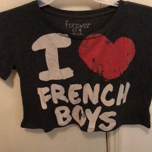 Forever 21 "I love French boys" crop top